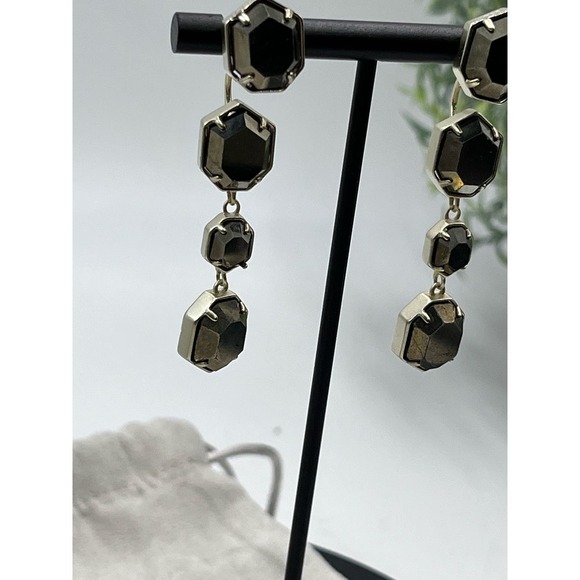 Kendra Scott Ruthie Studs Dangle Drop Gold Plated Pyrite 2 in 1 Earrings - Picture 5 of 15
